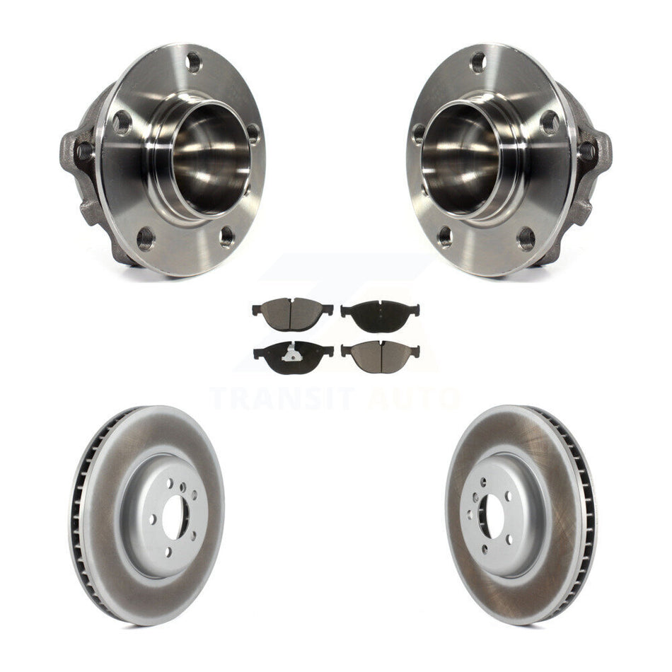 Front Hub Bearing Assembly With Coated Disc Brake Rotors And Ceramic Pads Kit For BMW 750Li 750i 550i GT xDrive KBB-121545
