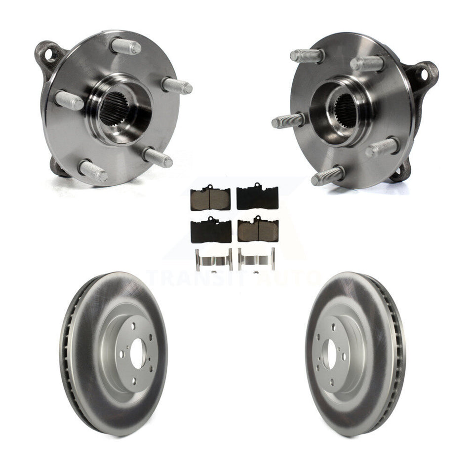 Front Hub Bearing Assembly With Coated Disc Brake Rotors And Ceramic Pads Kit (5Pc) For Lexus GS350 IS300 IS350 RC350 RC300 KBB-121547