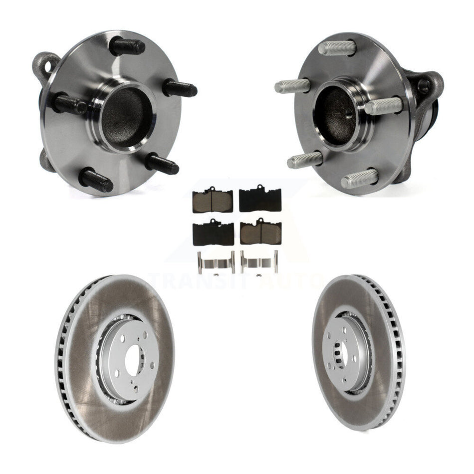 Front Hub Bearing Assembly With Coated Disc Brake Rotors And Ceramic Pads Kit (5Pc) For Lexus IS350 GS350 GS430 GS450h GS460 KBB-121548