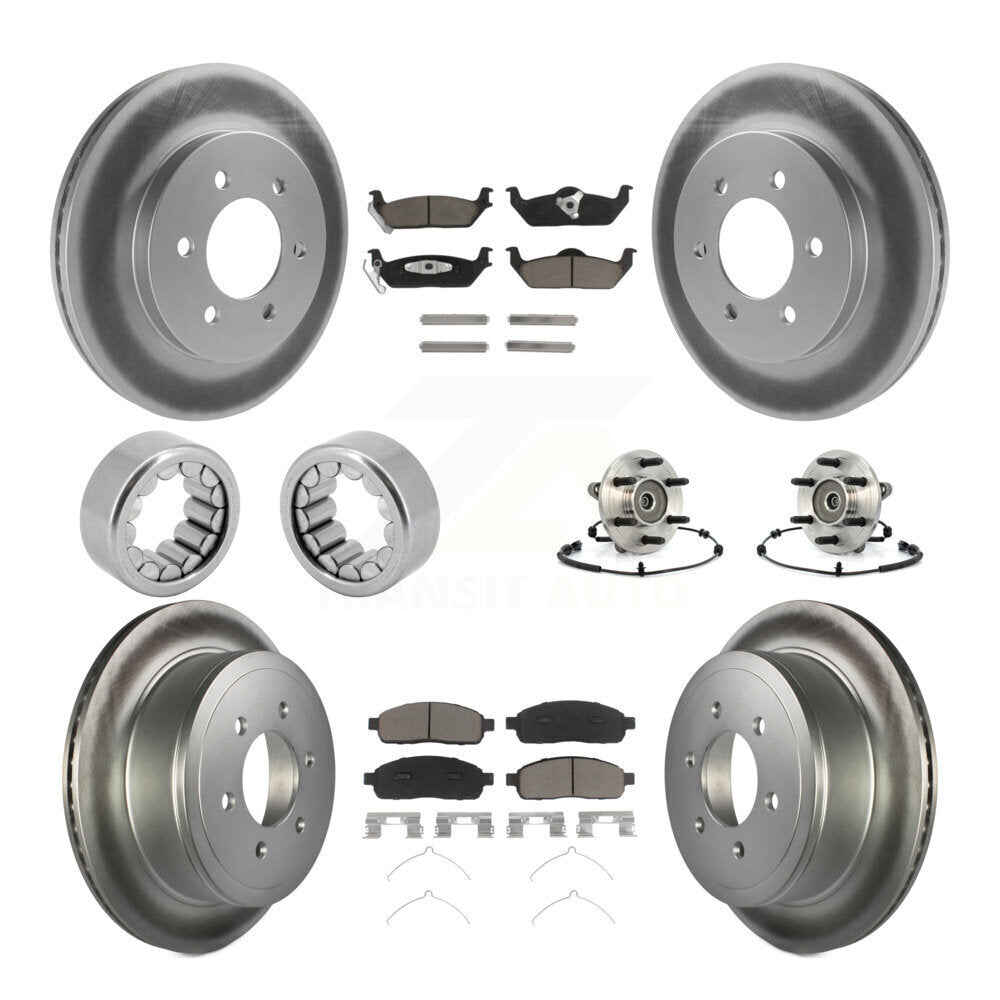 Front Rear Hub Bearing Coat Brake Rotor Pad Shoe Kit (10Pc) For 06-08 Lincoln Mark LT 4WD KBB-121579