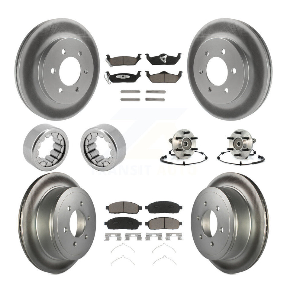 Front Rear Hub Bearing Coat Brake Rotor Pad Shoe Kit (10Pc) For 06-08 Lincoln Mark LT 4WD KBB-121579