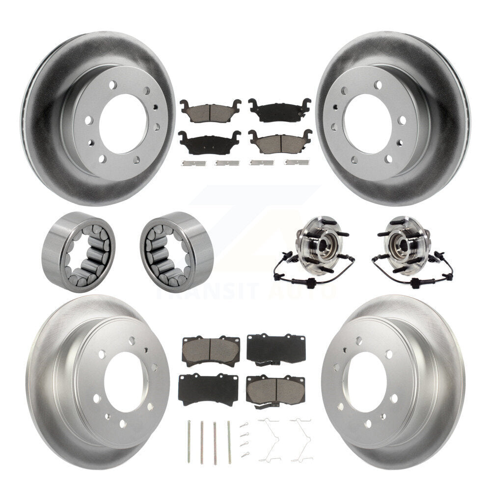 Front Rear Hub Bearing Coated Brake Rotor Pad Shoe Kit (10Pc) For 2009-2010 Hummer H3T H3 KBB-121587