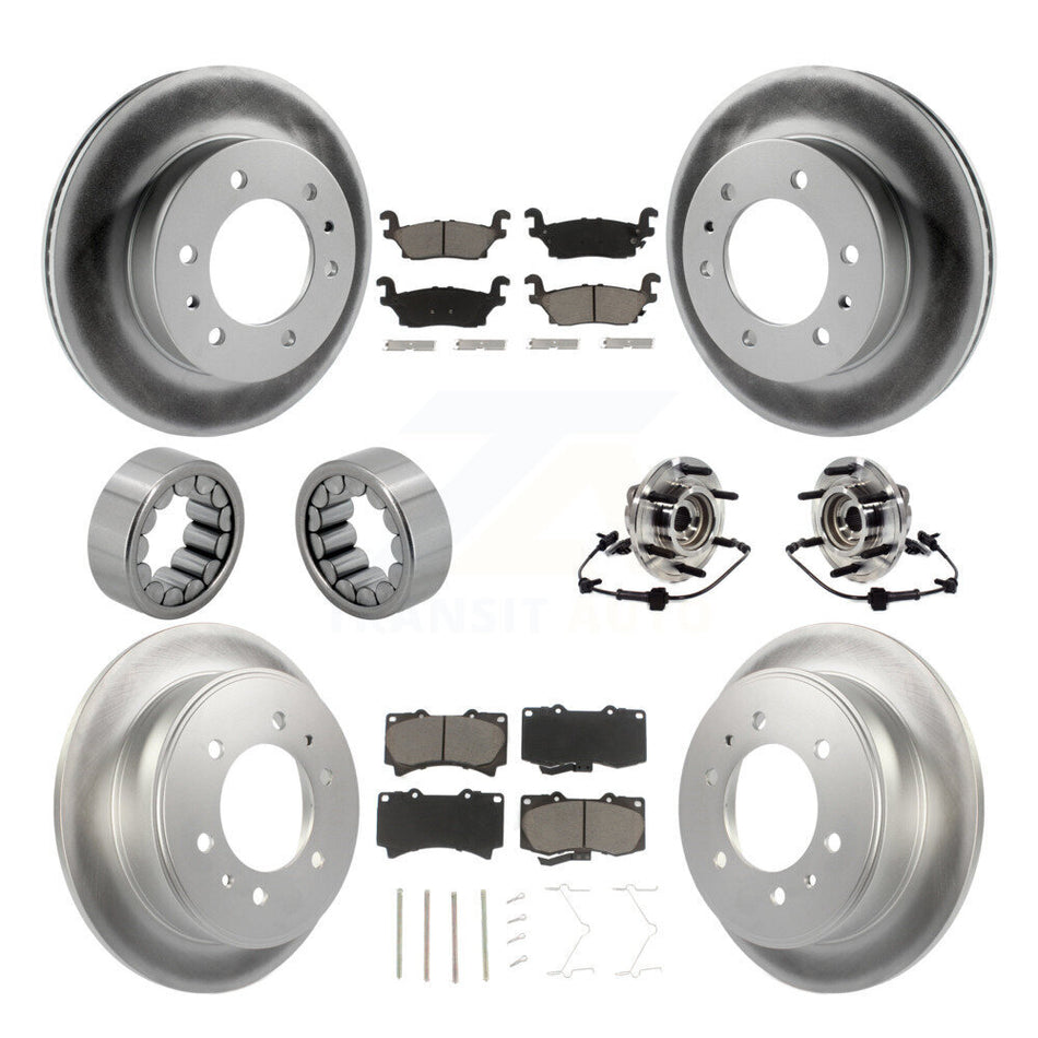 Front Rear Hub Bearing Coated Brake Rotor Pad Shoe Kit (10Pc) For 2009-2010 Hummer H3T H3 KBB-121587
