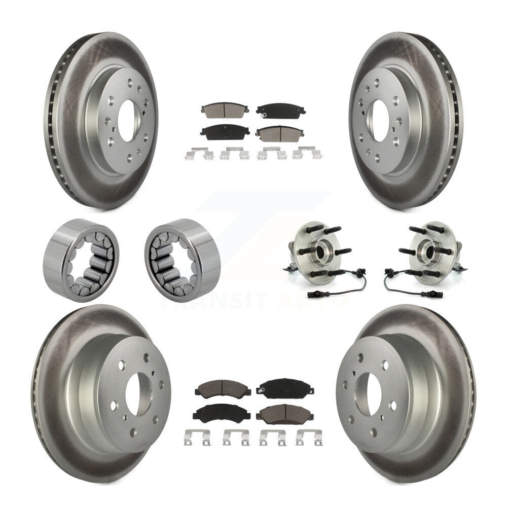 Front Rear Hub Bearing Coated Brake Rotor Pad Shoe Kit (10Pc) For Chevrolet Avalanche GMC KBB-121596