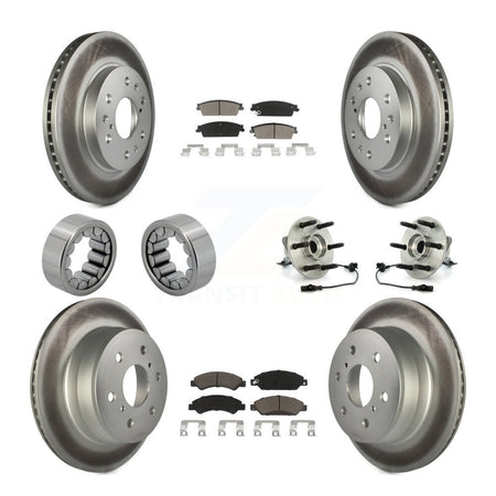 Front Rear Hub Bearing Coated Brake Rotor Pad Shoe Kit (10Pc) For Chevrolet Avalanche GMC KBB-121596