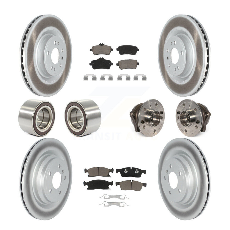 Front Rear Wheel Hub Bearings Assembly Coated Disc Brake Rotors And Ceramic Pads Shoes Kit (10Pc) For 2016-2017 Mercedes-Benz GLE400 Without Sport Package KBB-121608