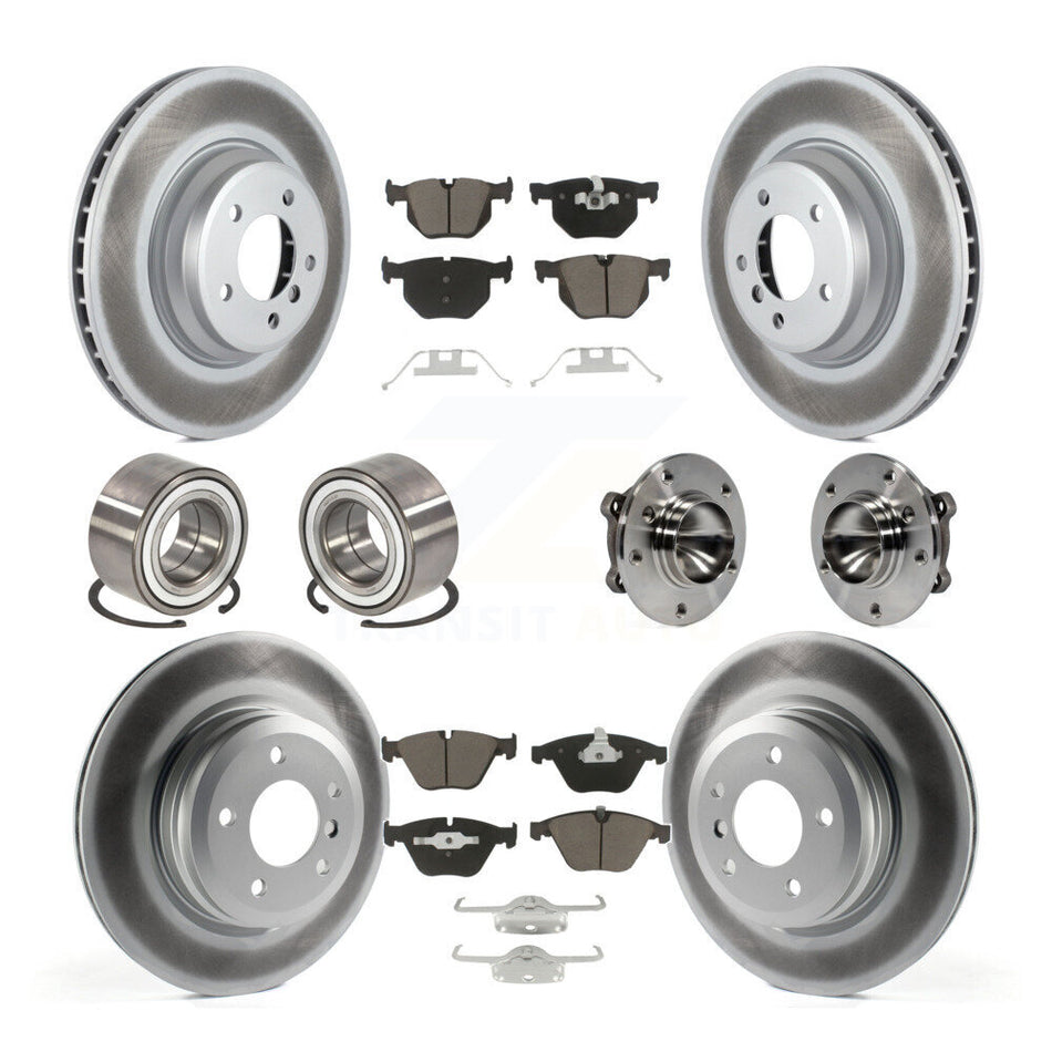 Front Rear Wheel Hub Bearings Assembly Coated Disc Brake Rotors And Ceramic Pads Shoes Kit (10Pc) For BMW 335i 335d 335is KBB-121611