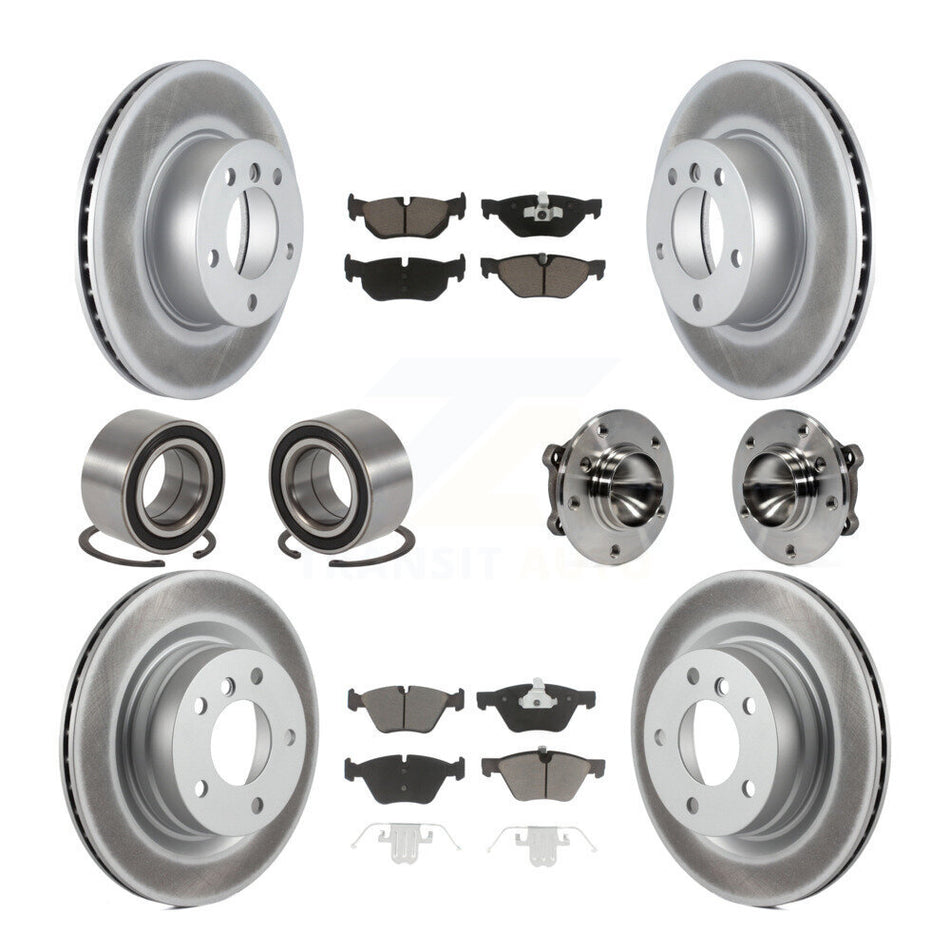 Front Rear Wheel Hub Bearings Assembly Coated Disc Brake Rotors And Ceramic Pads Shoes Kit (10Pc) For BMW 328i 325i 323i KBB-121613