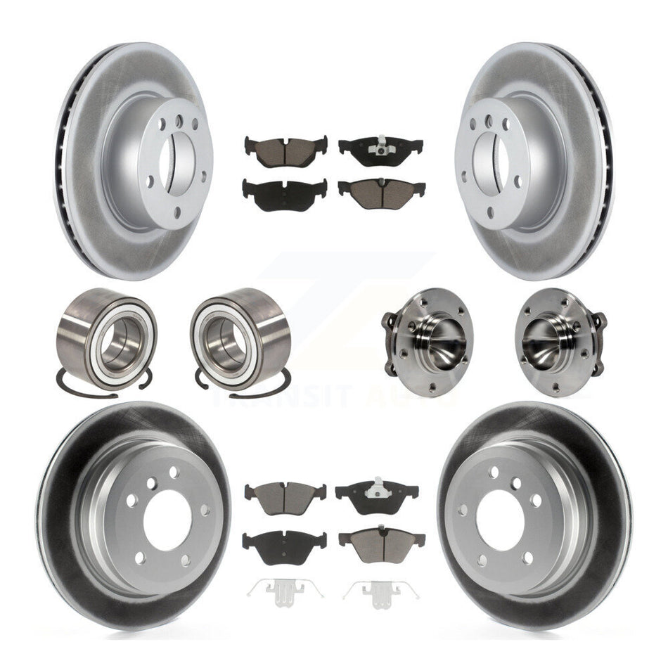 Front Rear Wheel Hub Bearings Assembly Coated Disc Brake Rotors And Ceramic Pads Shoes Kit (10Pc) For BMW 328i Wagon KBB-121616