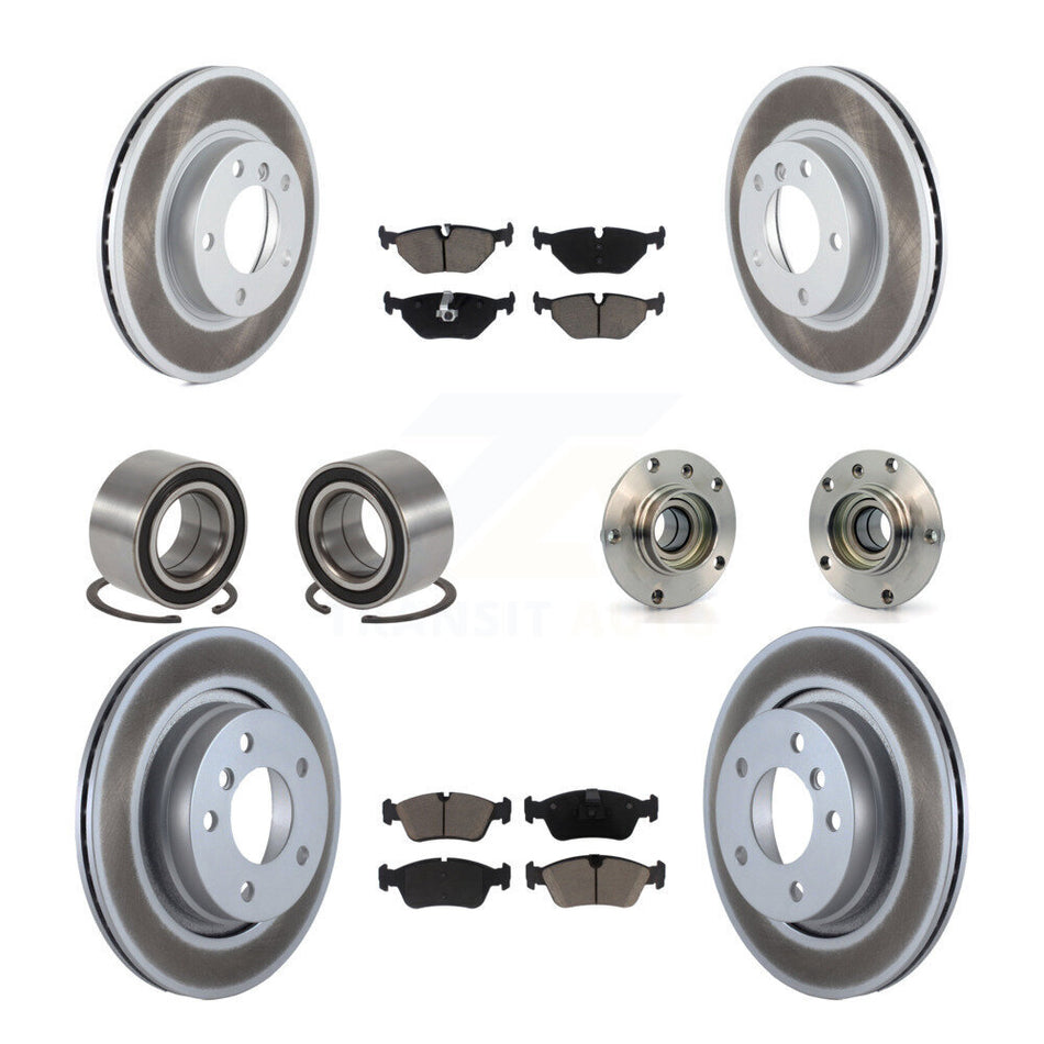 Front Rear Wheel Hub Bearings Assembly Coated Disc Brake Rotors And Ceramic Pads Shoes Kit (10Pc) For 1998-1998 BMW 328i 328is With 294mm Diameter Rotor KBB-121624