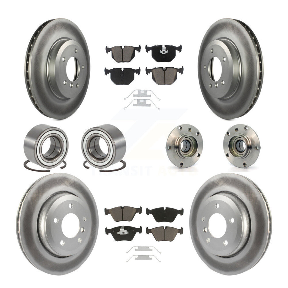 Front Rear Wheel Hub Bearings Assembly Coated Disc Brake Rotors And Ceramic Pads Shoes Kit (10Pc) For 2001-2005 BMW 330Ci 330i KBB-121628