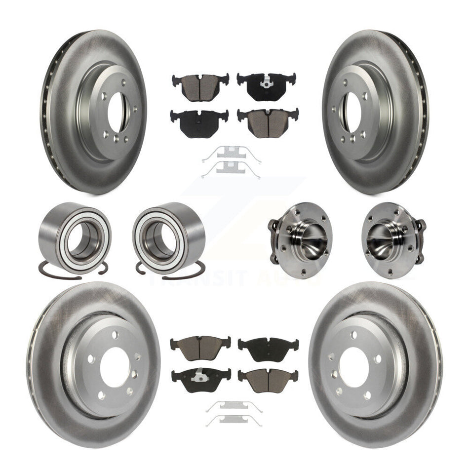 Front Rear Wheel Hub Bearings Assembly Coated Disc Brake Rotors And Ceramic Pads Shoes Kit (10Pc) For 2006 BMW 330Ci KBB-121629