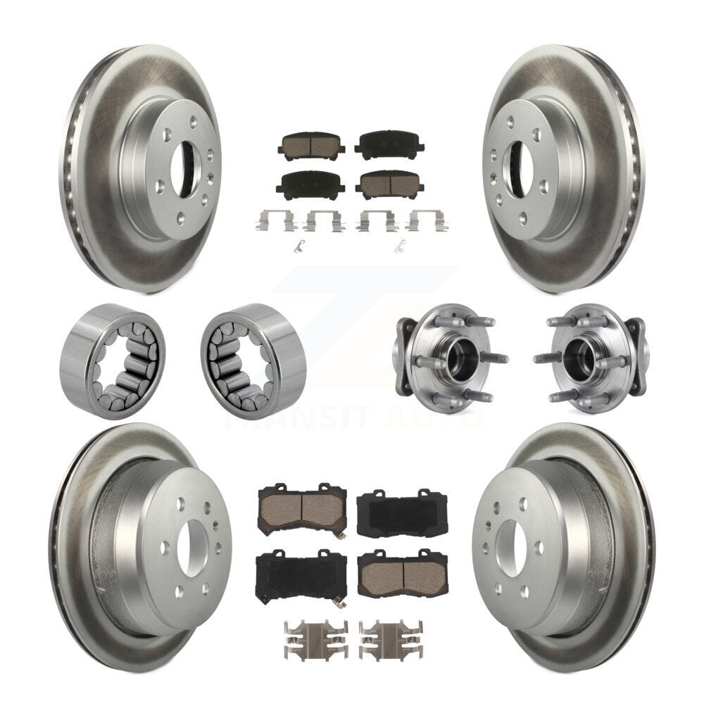 Front Rear Hub Bearing Coated Brake Rotor Pads Shoe Kit (10Pc) For Chevrolet Colorado GMC KBB-121646