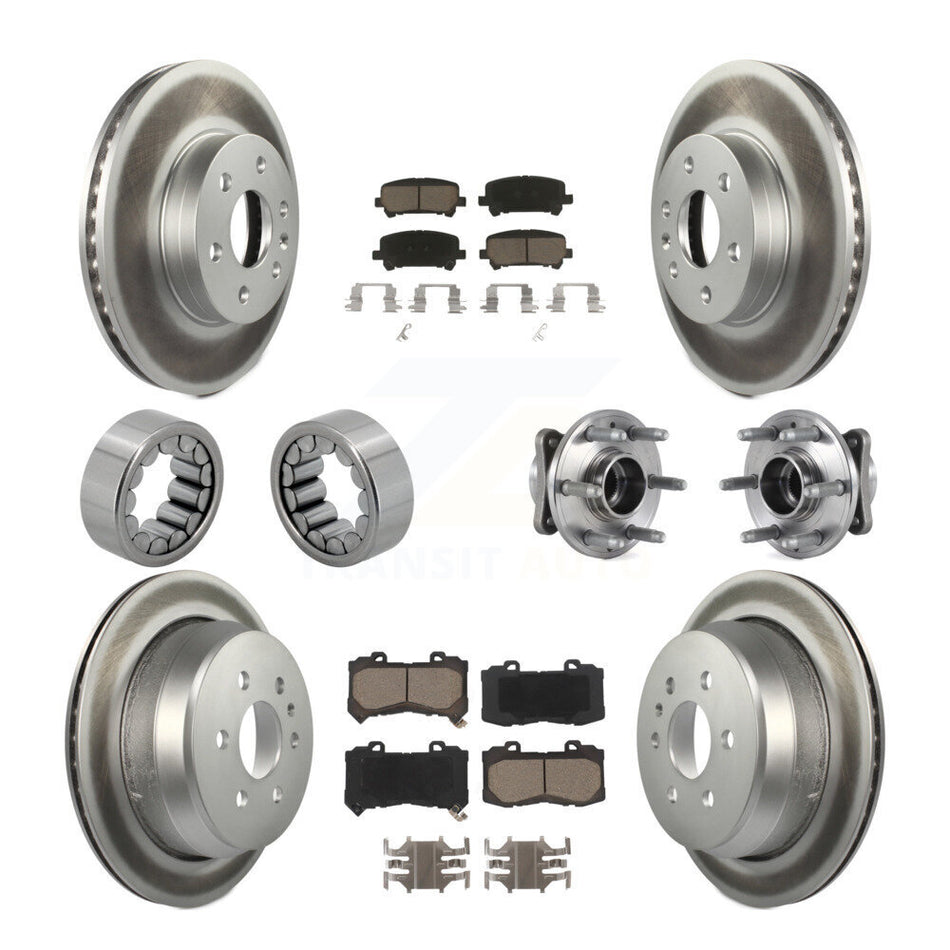 Front Rear Hub Bearing Coated Brake Rotor Pads Shoe Kit (10Pc) For Chevrolet Colorado GMC KBB-121646