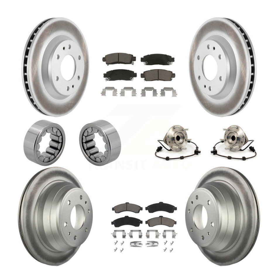 Front Rear Hub Bearing Coat Brake Rotor Pad Shoe Kit (10Pc) For GMC Envoy Chevrolet Buick KBB-121691