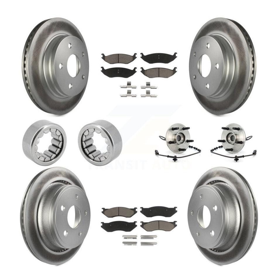 Front Rear Hub Bearing Coated Disc Brake Rotor And Pad Shoe Kit (10Pc) For Dodge Ram 1500 KBB-121704