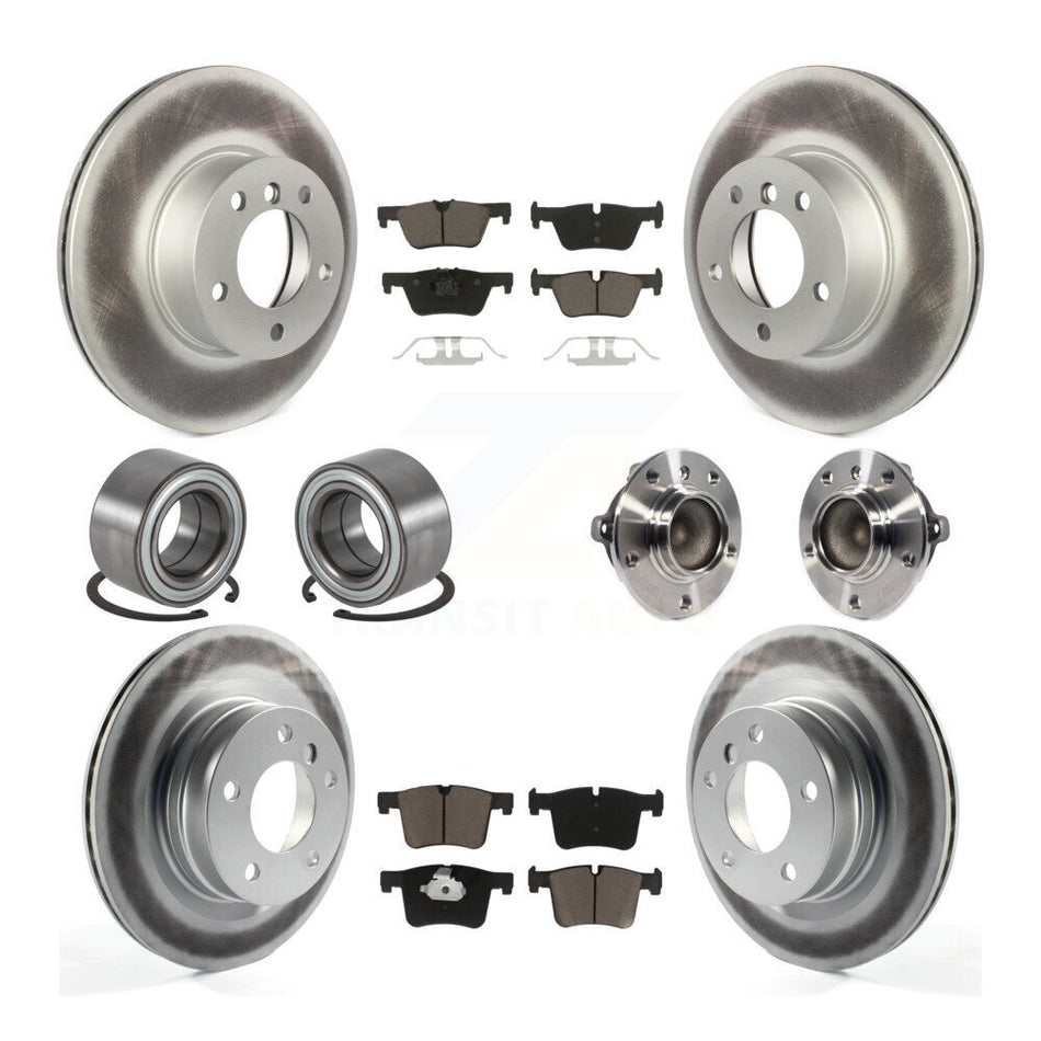 Front Rear Wheel Hub Bearings Assembly Coated Disc Brake Rotors And Ceramic Pads Shoes Kit (10Pc) For BMW 328i 428i 228i 320i 328d KBB-121722