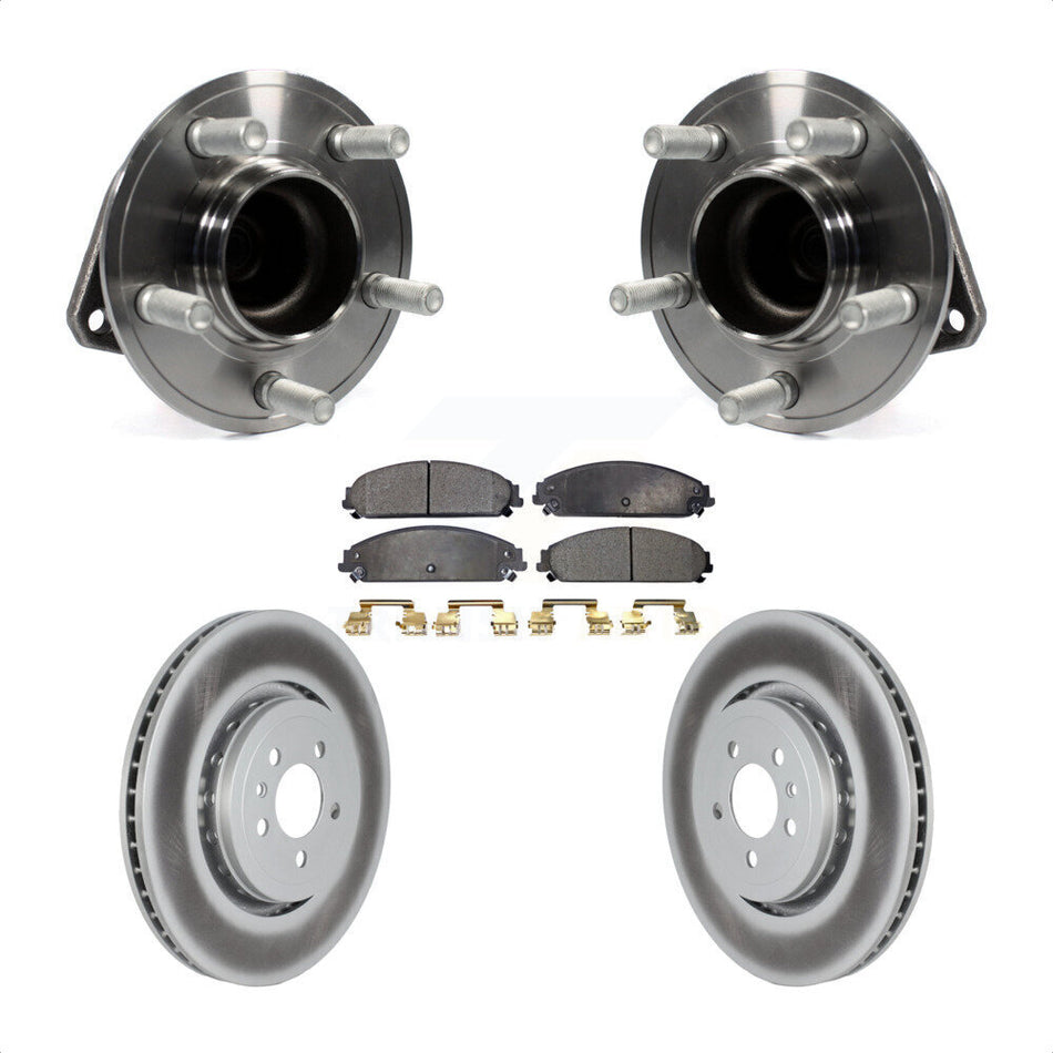 Front Hub Bearing Assembly With Coated Disc Brake Rotors And Semi-Metallic Pads Kit For Dodge Charger 355mm Diameter Rotor KBB-121789