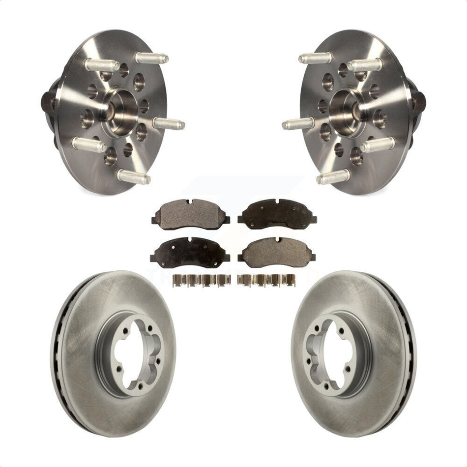 Front Hub Bearing Assembly With Coated Disc Brake Rotors And Semi-Metallic Pads Kit For 2015-2019 Ford Transit-350 HD Single Rear Wheels KBB-121794