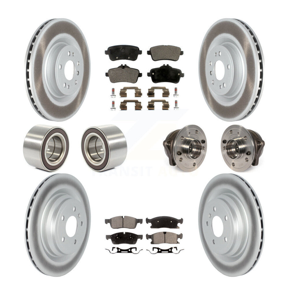 Front Rear Wheel Hub Bearings Assembly Coated Disc Brake Rotors And Semi-Metallic Pads Shoes Kit (10Pc) For 2016-2017 Mercedes-Benz GLE400 Without Sport Package KBB-121805