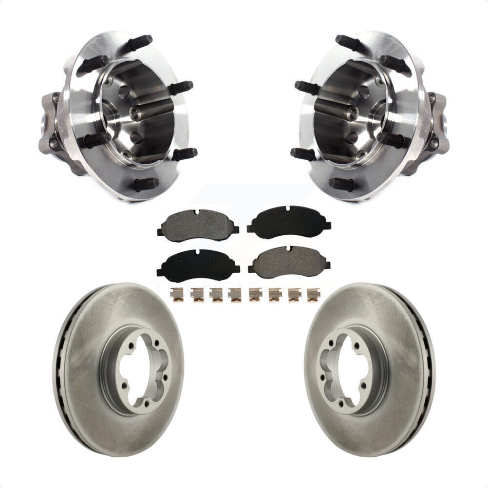Front Hub Bearing Assembly With Coated Disc Brake Rotors And Semi-Metallic Pads Kit For 2015-2018 Ford Transit-350 HD Dual Rear Wheels KBB-121836