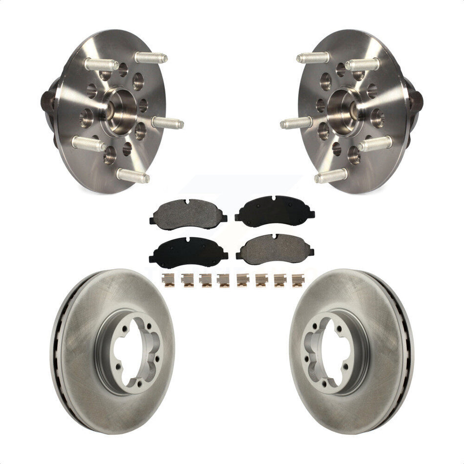 Front Hub Bearing Assembly With Coated Disc Brake Rotors And Semi-Metallic Pads Kit For 2015-2019 Ford Transit-350 HD Single Rear Wheels KBB-121837