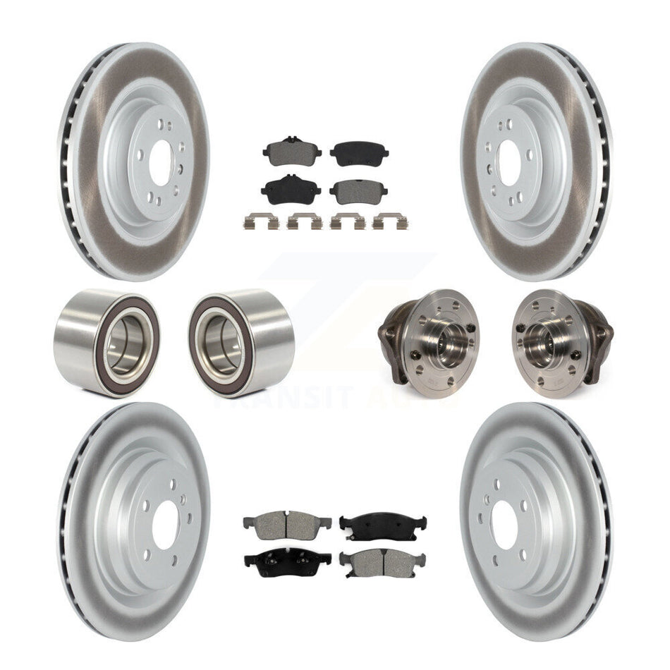 Front Rear Wheel Hub Bearings Assembly Coated Disc Brake Rotors And Semi-Metallic Pads Shoes Kit (10Pc) For 2016-2017 Mercedes-Benz GLE400 Without Sport Package KBB-121847