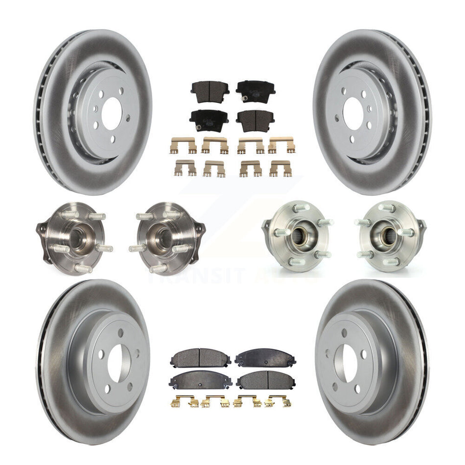 Front Rear Hub Bearings Assembly Coated Disc Brake Rotors And Ceramic Pads Kit (10Pc) For 2015-2018 Dodge Charger AWD with 3.6L With 355mm Diameter Rotor KBB-121854