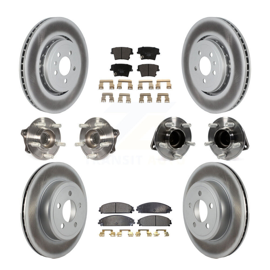 Front Rear Hub Bearings Assembly Coated Disc Brake Rotors And Ceramic Pads Kit (10Pc) For 2017-2018 Dodge Charger RWD with 5.7L With 355mm Diameter Rotor KBB-121855