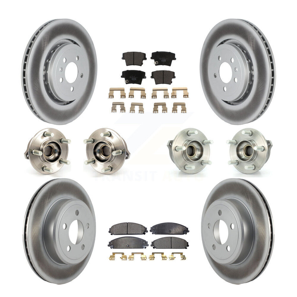Front Rear Hub Bearings Assembly Coated Disc Brake Rotors And Ceramic Pads Kit (10Pc) For 2014 Dodge Charger AWD with 3.6L With 355mm Diameter Rotor KBB-121856