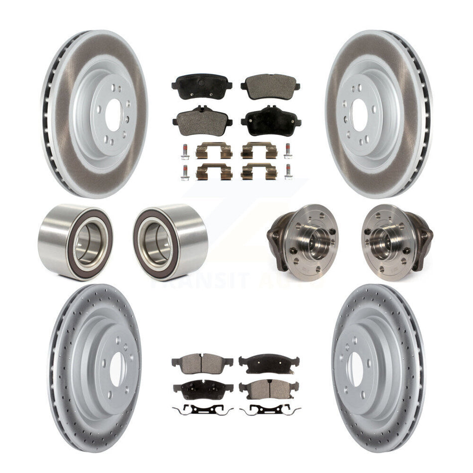 Front Rear Wheel Hub Bearings Assembly Coated Disc Brake Rotors And Ceramic Pads Shoes Kit (10Pc) For 2016-2017 Mercedes-Benz GLE400 Without Sport Package KBB-121888