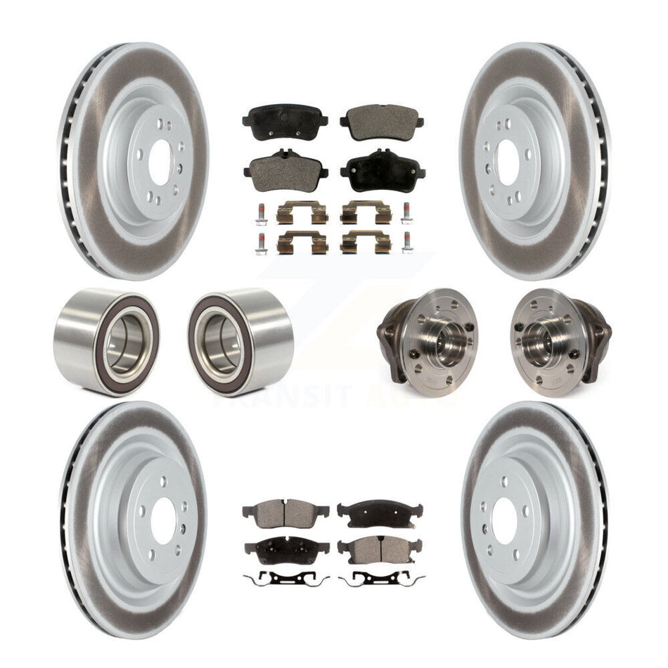 Front Rear Wheel Hub Bearings Assembly Coated Disc Brake Rotors And Ceramic Pads Shoes Kit (10Pc) For Mercedes-Benz GL450 GL350 Without Sport Package KBB-121892
