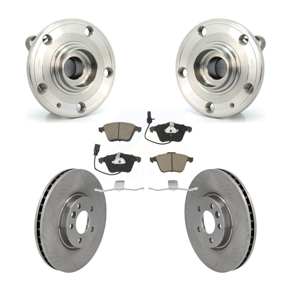 Front Hub Bearing Assembly With Disc Brake Rotors And Ceramic Pads Kit For Volkswagen CC 340mm Diameter Rotor KBB-121930