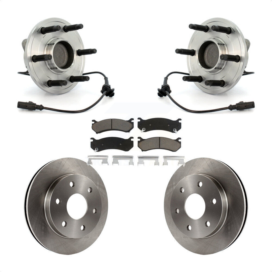 Front Hub Bearing Assembly With Disc Brake Rotors And Ceramic Pads Kit For 2007 Chevrolet Silverado 1500 LT LTZ with RWD rear brakes KBB-121965