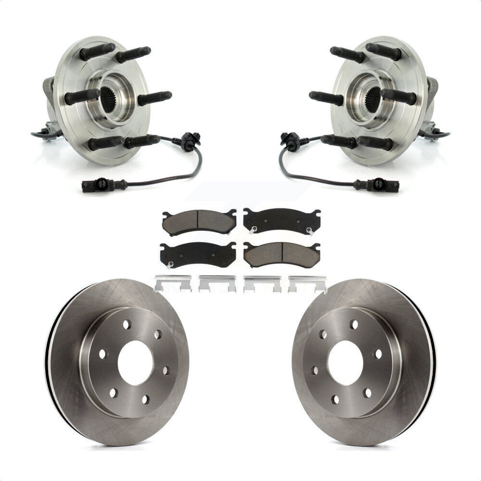 Front Hub Bearing Assembly With Disc Brake Rotors And Ceramic Pads Kit For 2007 Chevrolet Silverado 1500 LT LTZ with 4WD rear brakes KBB-121966