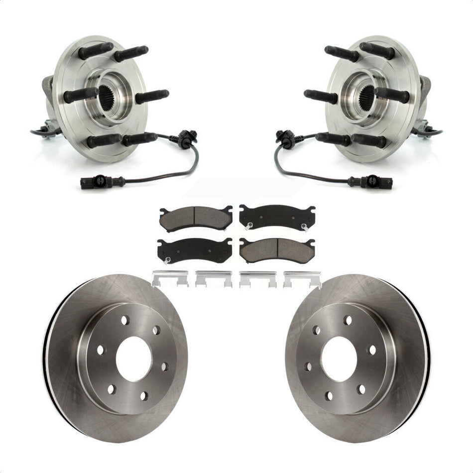 Front Hub Bearing Assembly With Disc Brake Rotors And Ceramic Pads Kit For 2007 Chevrolet Silverado 1500 LT LTZ with 4WD rear brakes KBB-121966