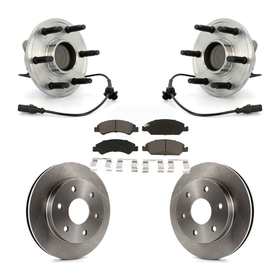 Front Hub Bearing Assembly With Disc Brake Rotors And Ceramic Pads Kit For 2007 GMC Sierra 1500 SLT SLE with RWD rear brakes KBB-121969