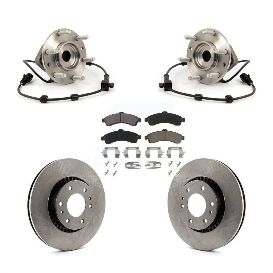 Front Hub Bearing Assembly With Disc Brake Rotors And Ceramic Pads Kit For Chevrolet Trailblazer GMC EXT Envoy XL Buick Rainier XUV SSR Isuzu Ascender Saab 9-7x KBB-121975
