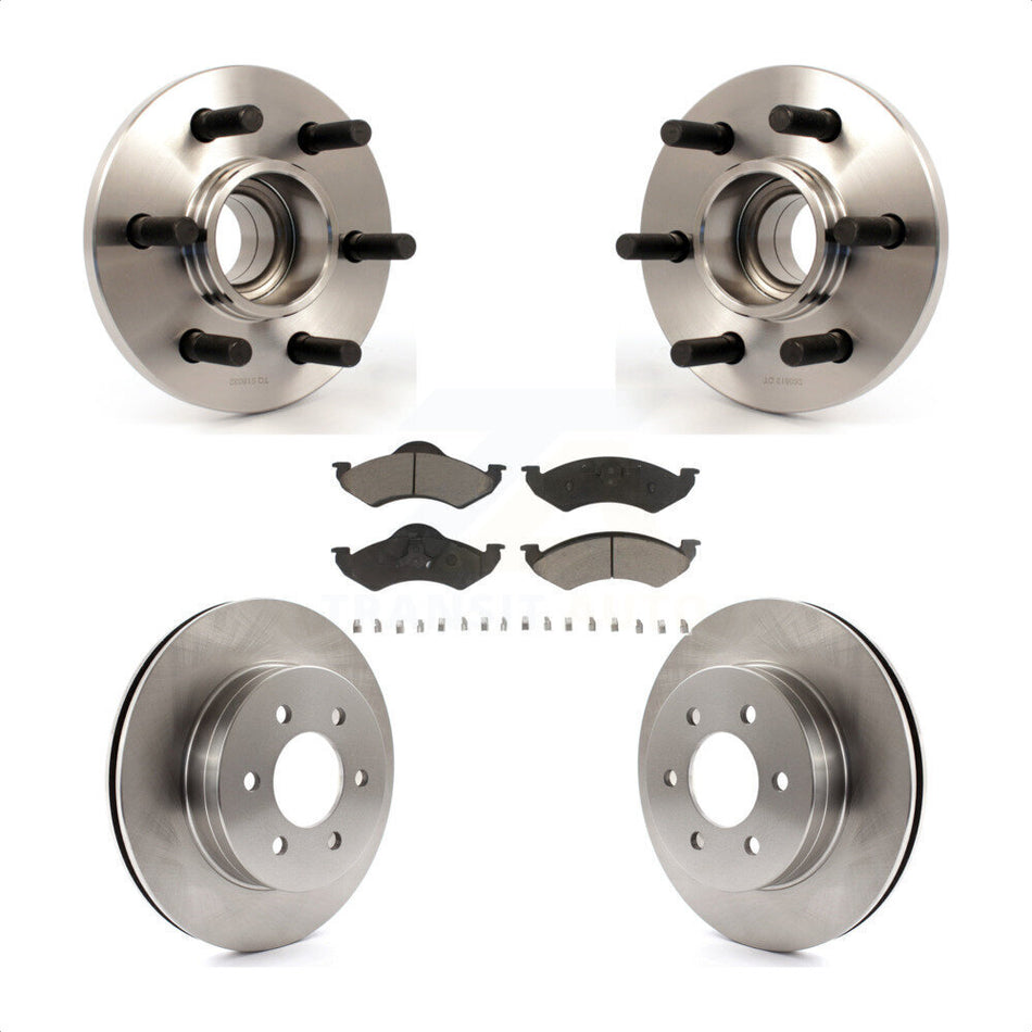 Front Hub Bearing Assembly With Disc Brake Rotors And Ceramic Pads Kit For 2000-2002 Dodge Dakota Durango RWD with 2-Wheel ABS KBB-121979