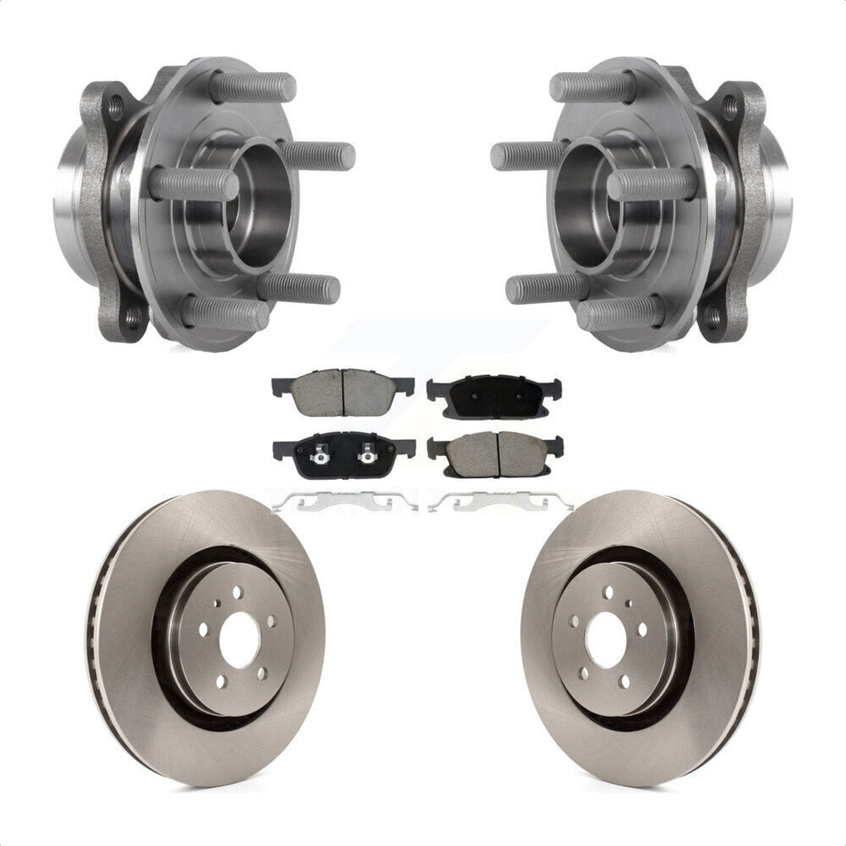 Front Hub Bearing Assembly Brake Rotor & Pads Kit For Ford Fusion Lincoln MKZ Continental KBB-122016