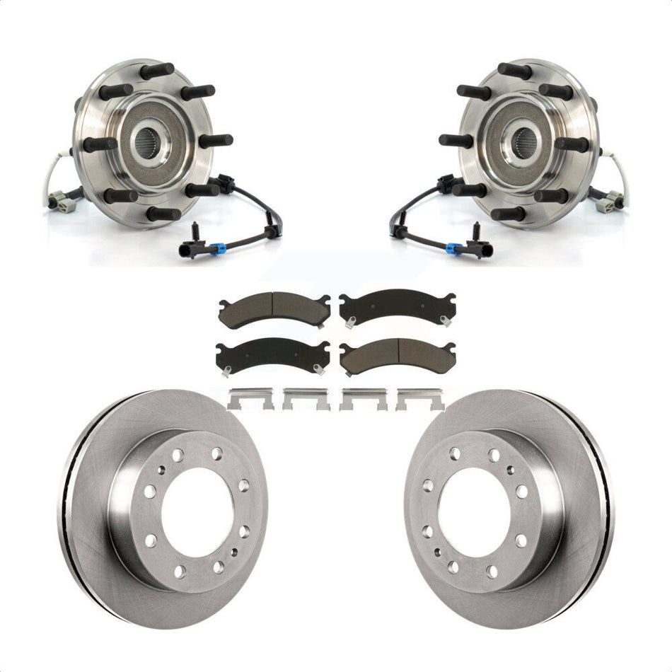 Front Hub Bearing Assembly With Disc Brake Rotors And Ceramic Pads Kit For Chevrolet Silverado 3500 GMC Sierra Classic 4WD KBB-122036