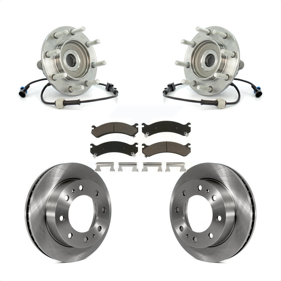 Front Hub Bearing Assembly With Disc Brake Rotors And Ceramic Pads Kit For Chevrolet Silverado 3500 GMC Sierra Classic RWD KBB-122037