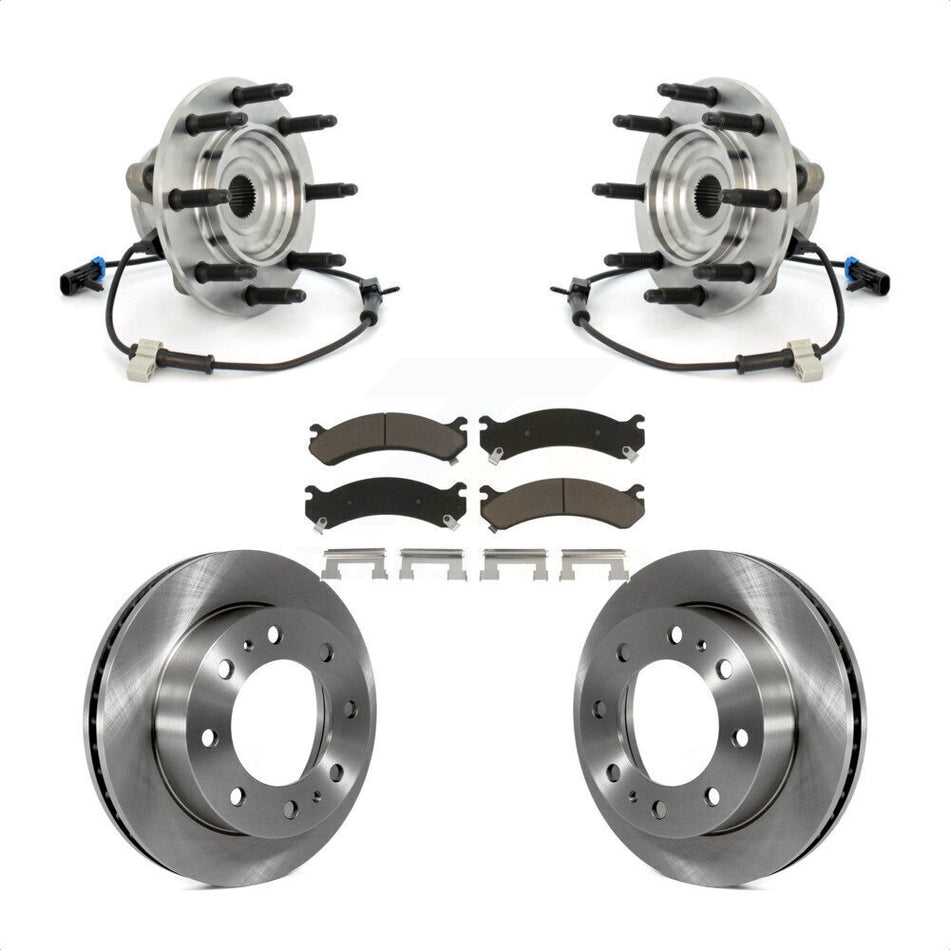 Front Hub Bearing Assembly With Disc Brake Rotors And Ceramic Pads Kit For Chevrolet Silverado 2500 HD GMC Sierra Hummer H2 Classic 1500 3500 Suburban Yukon XL Avalanche KBB-122038