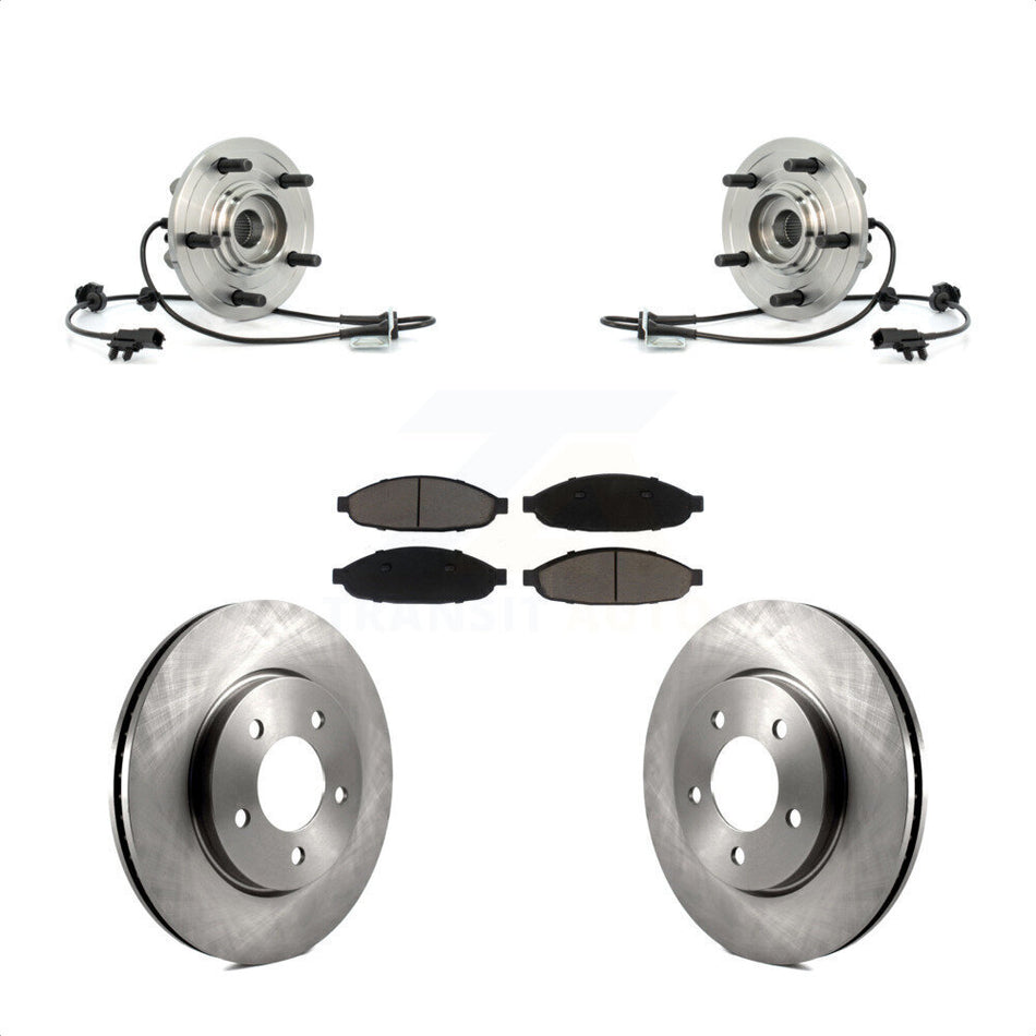 Front Hub Bearing Assembly With Disc Brake Rotors And Ceramic Pads Kit For 2007-2008 Chrysler Pacifica KBB-122041