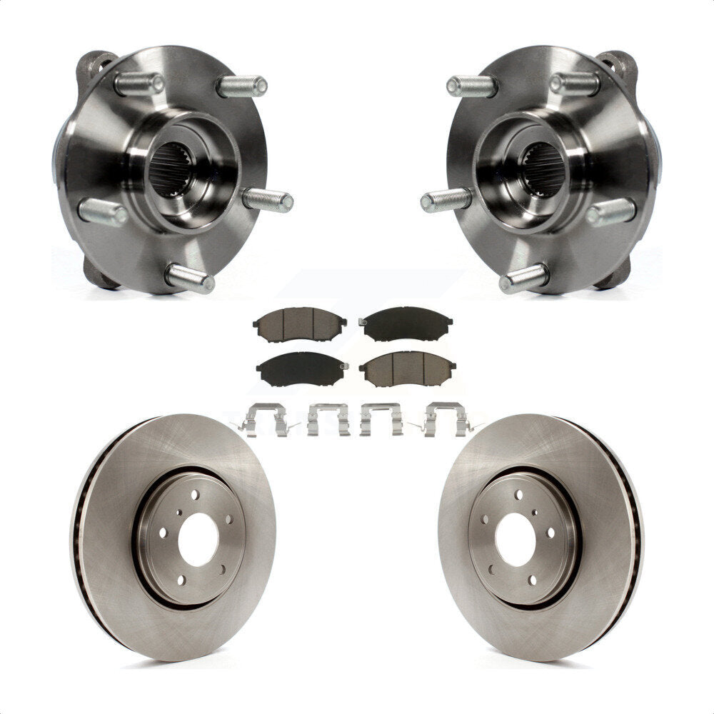 Front Hub Bearing Assembly Disc Brake Rotors And Pads Kit For INFINITI FX35 FX37 FX45 KBB-122060