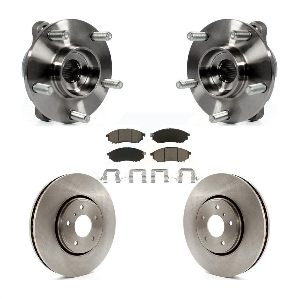 Front Hub Bearing Assembly Disc Brake Rotors And Pads Kit For INFINITI FX35 FX37 FX45 KBB-122060