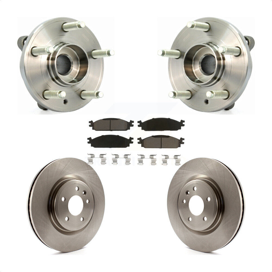 Front Hub Bearing Assembly With Disc Brake Rotors And Ceramic Pads Kit For 2009-2010 Lincoln MKS KBB-122083