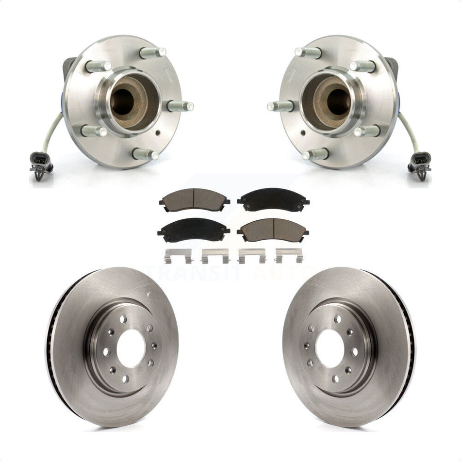 Front Hub Bearing Assembly With Disc Brake Rotors And Ceramic Pads Kit For 2006-2007 Cadillac CTS Base Sport Suspension 303mm Diameter Rotor KBB-122091