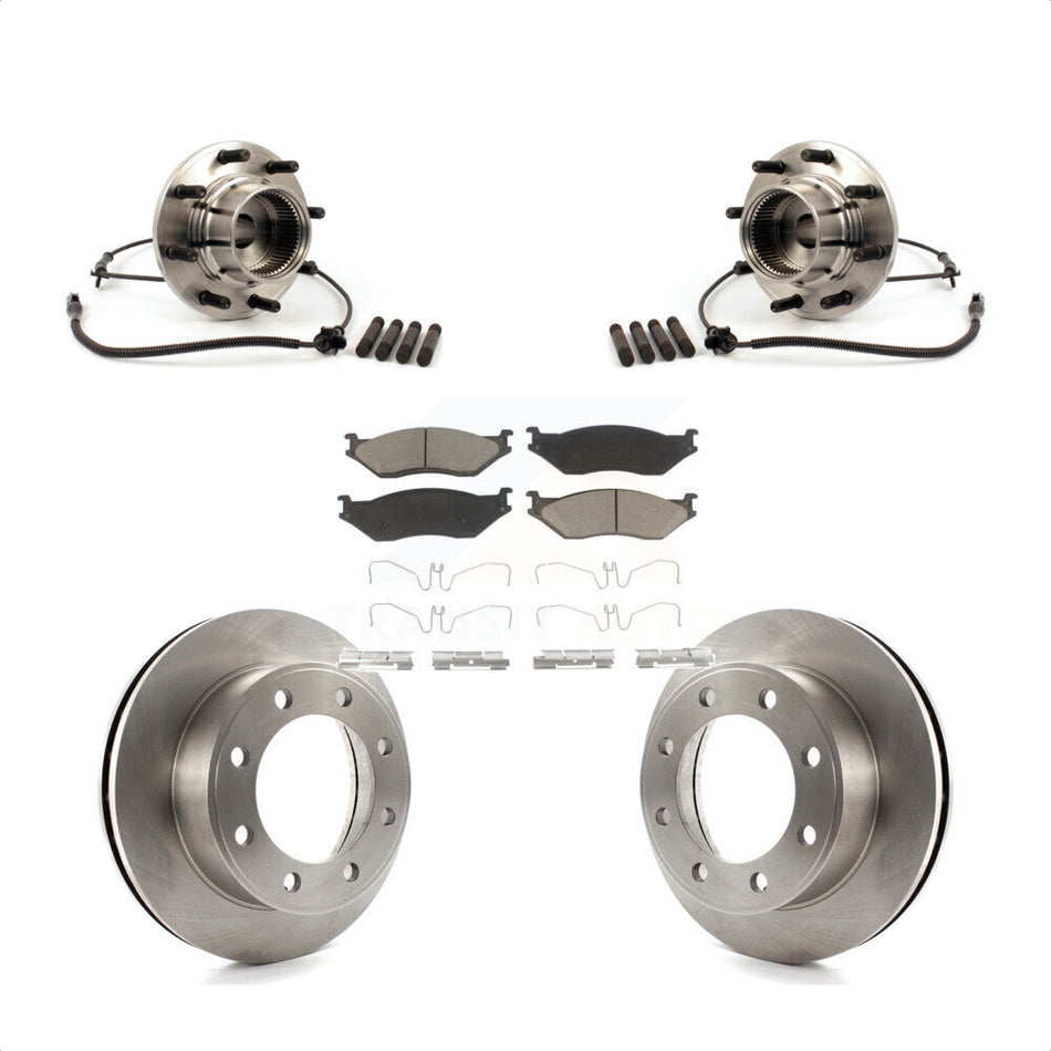 Front Hub Bearing Assembly With Disc Brake Rotors And Ceramic Pads Kit For Ford F-550 Super Duty 4 X with 4-Wheel ABS KBB-122125