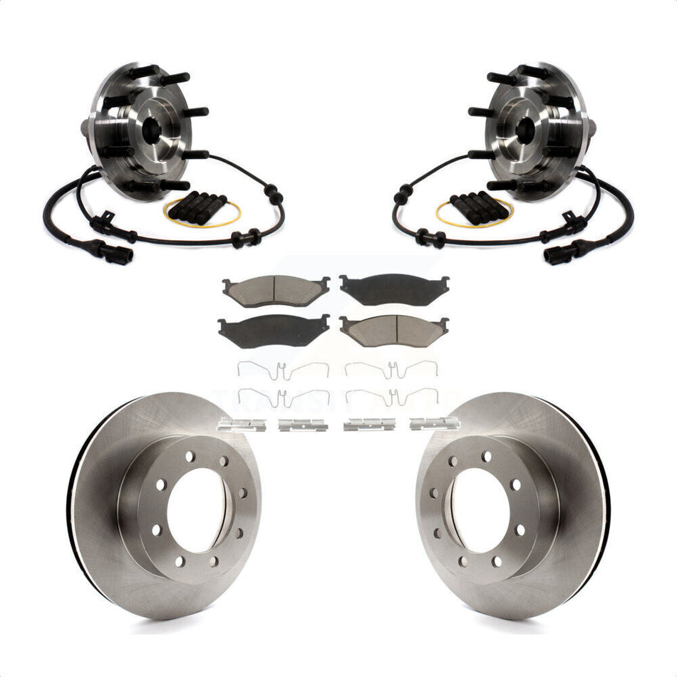 Front Hub Bearing Assembly With Disc Brake Rotors And Ceramic Pads Kit For Ford F-550 Super Duty F-450 KBB-122126